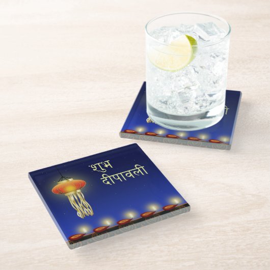 Lichtdiwali-lamp - Glazen Onderzetter (Schuin)