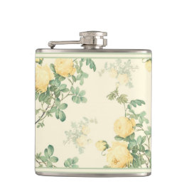 Lichtdoorbloem gele roze bloemen heupfles