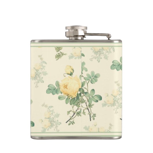 Lichtdoorbloem gele roze bloemen heupfles (Achterkant)