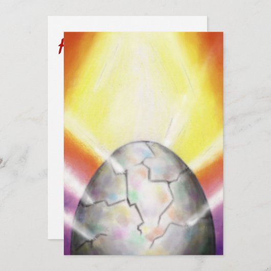 lichtdoorbraak van groot eitje bij het begin feestdagenkaart (Voorkant / Achterkant)