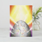 lichtdoorbraak van groot eitje bij het begin feestdagenkaart (Staand voorkant)