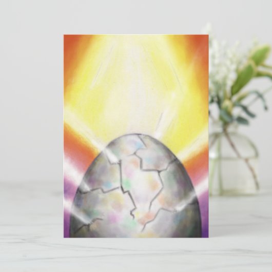 lichtdoorbraak van groot eitje bij het begin feestdagenkaart (Staand voorkant)