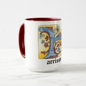 Lichtdoorlatende middeleeuwse blauw en rode ijshee mok (Voorkant links)