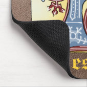 Lichtdoorlatende middeleeuwse blauw en rode ijshee muismat (Hoek)