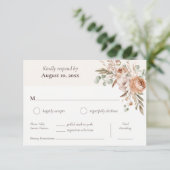 Lichte Aarde Tone Bloemen Boho Diner Keuze Trouwen RSVP Kaartje (Staand voorkant)