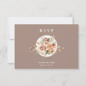 Lichte Aarde Tone Bloemen Boho Diner Keuze Trouwen RSVP Kaartje (Achterkant)