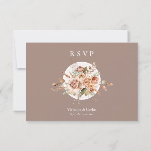 Lichte Aarde Tone Bloemen Boho Diner Keuze Trouwen RSVP Kaartje (Achterkant)