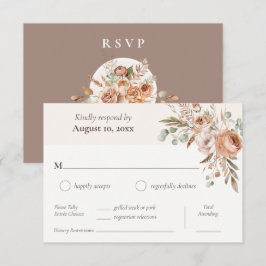 Lichte Aarde Tone Bloemen Boho Diner Keuze Trouwen RSVP Kaartje