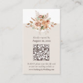 Lichte Aarde Tone Bloemen Boho Huwelijk RSVP QR Ka Visitekaartje (Voorkant)