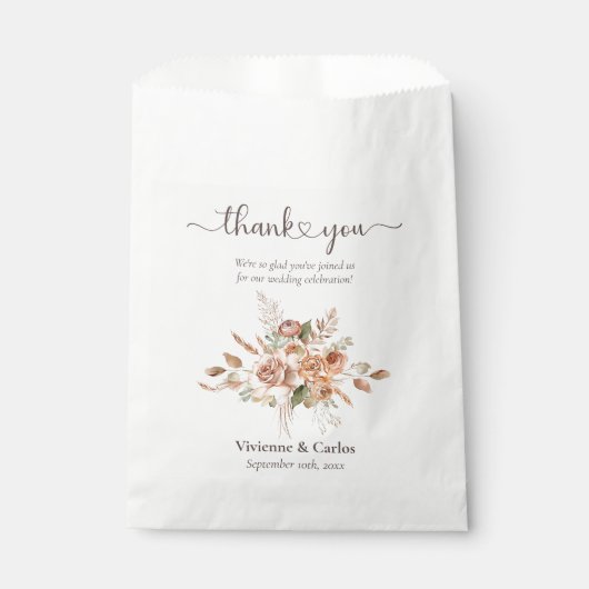 Lichte aarde Toon Bloemen Rustieke bruiloft Dank u Bedankzakje (Voorkant)