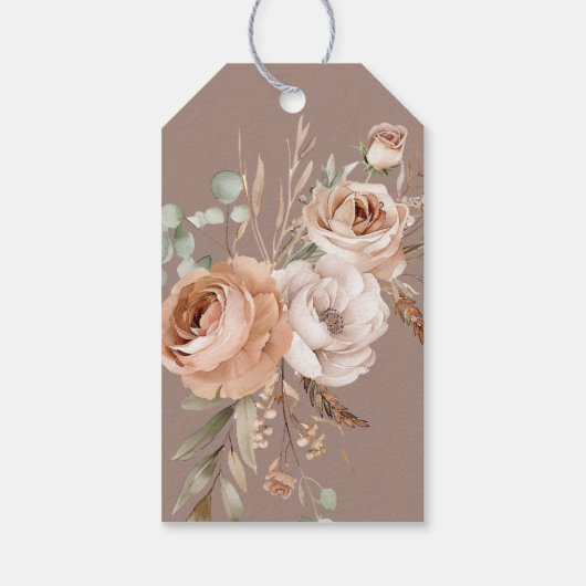 Lichte aarde Toon Bloemen Rustieke bruiloft Dank u Cadeaulabel (Achterkant)