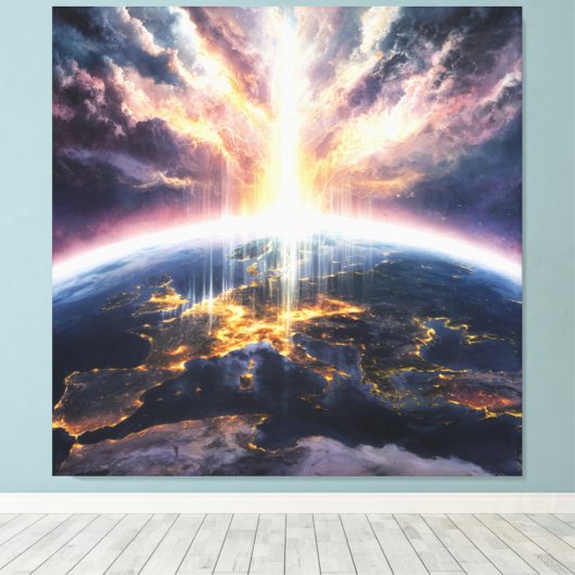 *~* Lichte Aarde Wereld Kosmische AP70 Liefde Canvas Afdruk (Insitu (Houten vloer))
