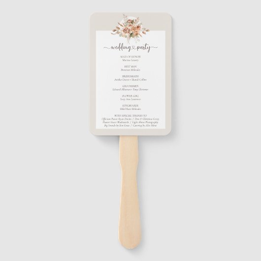 Lichte Aardetoon Bloem Bruiloftsprogramma / Feest Handwaaier (Achterkant)