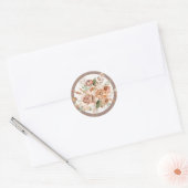 Lichte Aardetoon Bloemige Rustieke Boho Waterverf Ronde Sticker (Envelop)