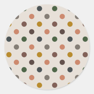 Lichte aardetoon boslandschap polka stippen ontwer ronde sticker