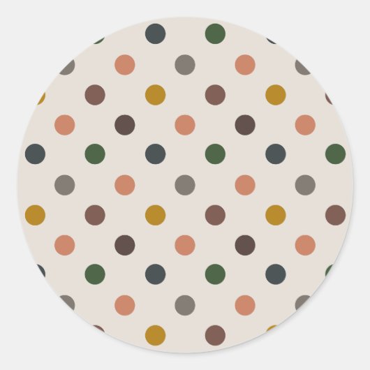 Lichte aardetoon boslandschap polka stippen ontwer ronde sticker (Voorkant)