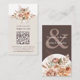 Lichte Aardtint Bloem Boho Bruiloft RSVP QR kaart Visitekaartje
