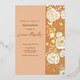 Lichte abrikoos Quinceañera Folie Uitnodiging