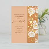 Lichte abrikoos Quinceañera Folie Uitnodiging (Staand Voorkant)