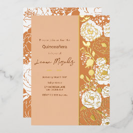 Lichte abrikooskleurige Quinceañera folie uitnodig Uitnodiging