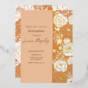 Lichte abrikooskleurige Quinceañera folie uitnodig Uitnodiging