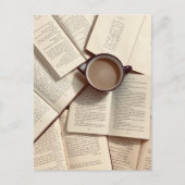 Lichte Academia Esthetische koffie en boeken Briefkaart (Voorkant)