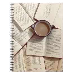 Lichte Academia Esthetische koffie en boeken Notitieboek