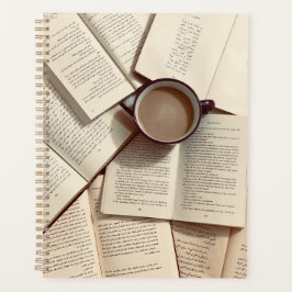 Lichte Academia Esthetische koffie en boeken Planner