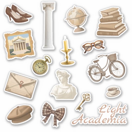 Lichte Academia Stickers | Tijdschrift Stickers (Voorkant)