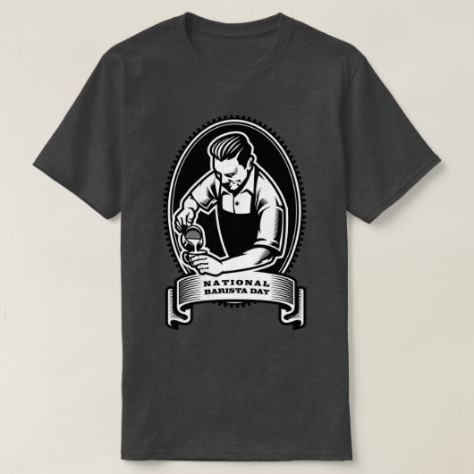 Lichte achtergrond van de Barista Dag T-shirt (Design voorkant)
