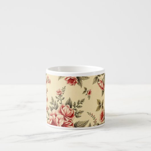 Lichte achtergrond vintage bloemendesign espresso kop (Voorkant)
