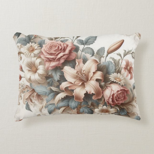Lichte Antiek bloemen perfectie Accent Kussen (Voorkant)