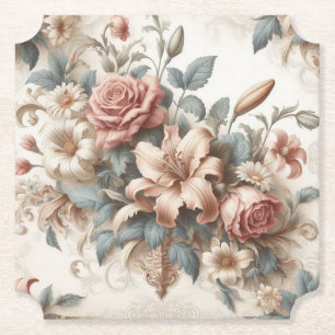 Lichte Antiek bloemen perfectie Kartonnen Onderzetters