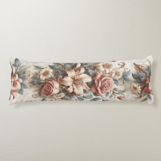 Lichte Antiek bloemen perfectie Lichaamskussen (Voorkant)