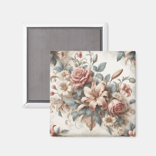Lichte Antiek bloemen perfectie Magneet (Voorkant / Achterkant)