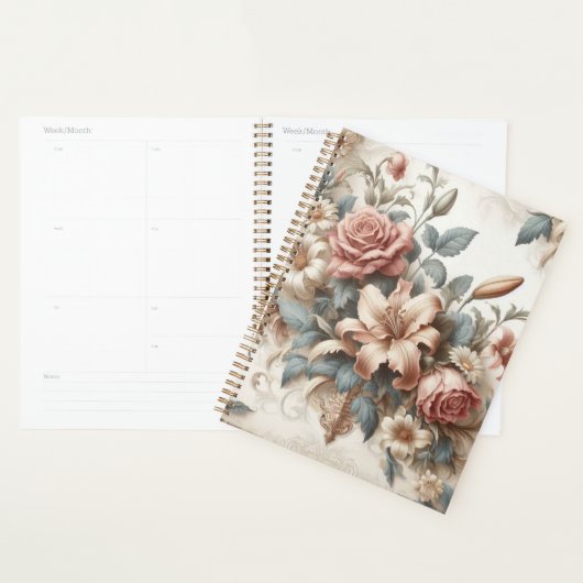 Lichte Antiek bloemen perfectie Planner (Display)