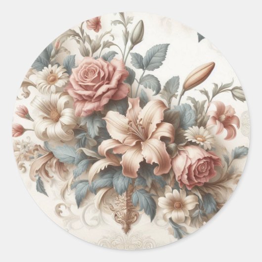 Lichte Antiek bloemen perfectie Ronde Sticker (Voorkant)