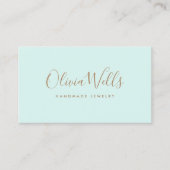 Lichte Aqua Blue Handgeschreven script sociale med Visitekaartje (Voorkant)