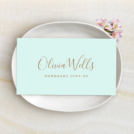 Lichte Aqua Blue Handgeschreven script sociale med Visitekaartje