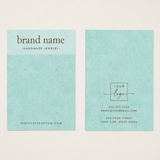 Lichte aqua blue texture earring Display card Visitekaartje (Voorkant /achterkant)