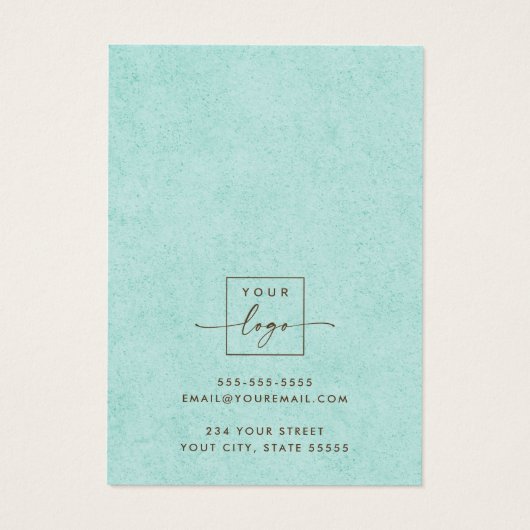 Lichte aqua blue texture earring Display card Visitekaartje (Achterkant)