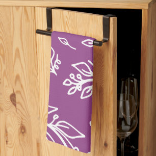 Lichte aubergine warme paarse Bloemen Theedoek