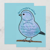 Lichte Azure 45e Verjaardag Cute Bird Dinner Party Kaart (Voorkant / Achterkant)