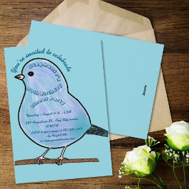 Lichte Azure 50ste verjaardag Cute Bird Dinner Par Kaart