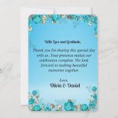 Lichte Baby Blauw Bloemen Goud Trouwkaart Kaart (Achterkant)