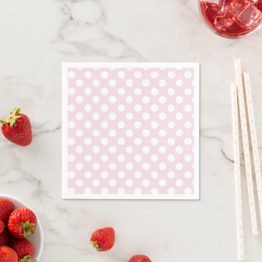 Lichte Baby Roze en Witte Polka Dots Birthday Part Servet (Insitu)