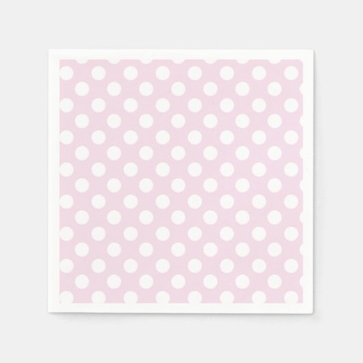 Lichte Baby Roze en Witte Polka Dots Birthday Part Servet (Voorkant)