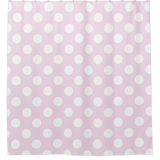 Lichte Baby roze en witte pooldots Douchegordijn (Voorkant)