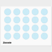 Lichte babyblauwe en witte polka-stippen verjaarda ronde sticker (Vel)