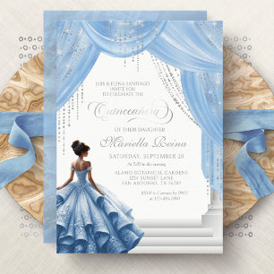 Lichte babyblauwe moderne jurk Quinceanera Kaart